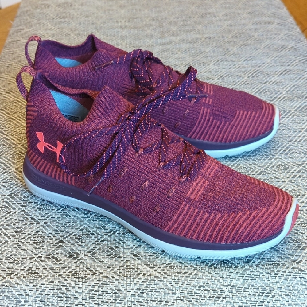 Under Armour Slingflex Rise Women's Merlot Rustic Red Knit Sneakers